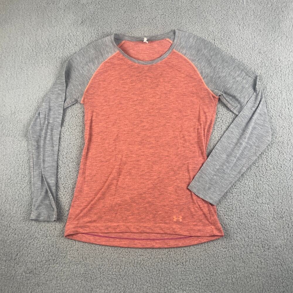 Under Armour Women's Small Salmon Gray HeatGear Round Neck Long Sleeve Shirt